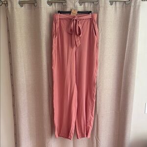 Thread & Supply Pink Wide-Leg Trousers with Drawstring Waist